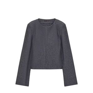 Zara Gray Striped Long Sleeve Top